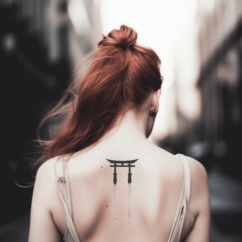 Twin Torii Reflections Tattoo Design