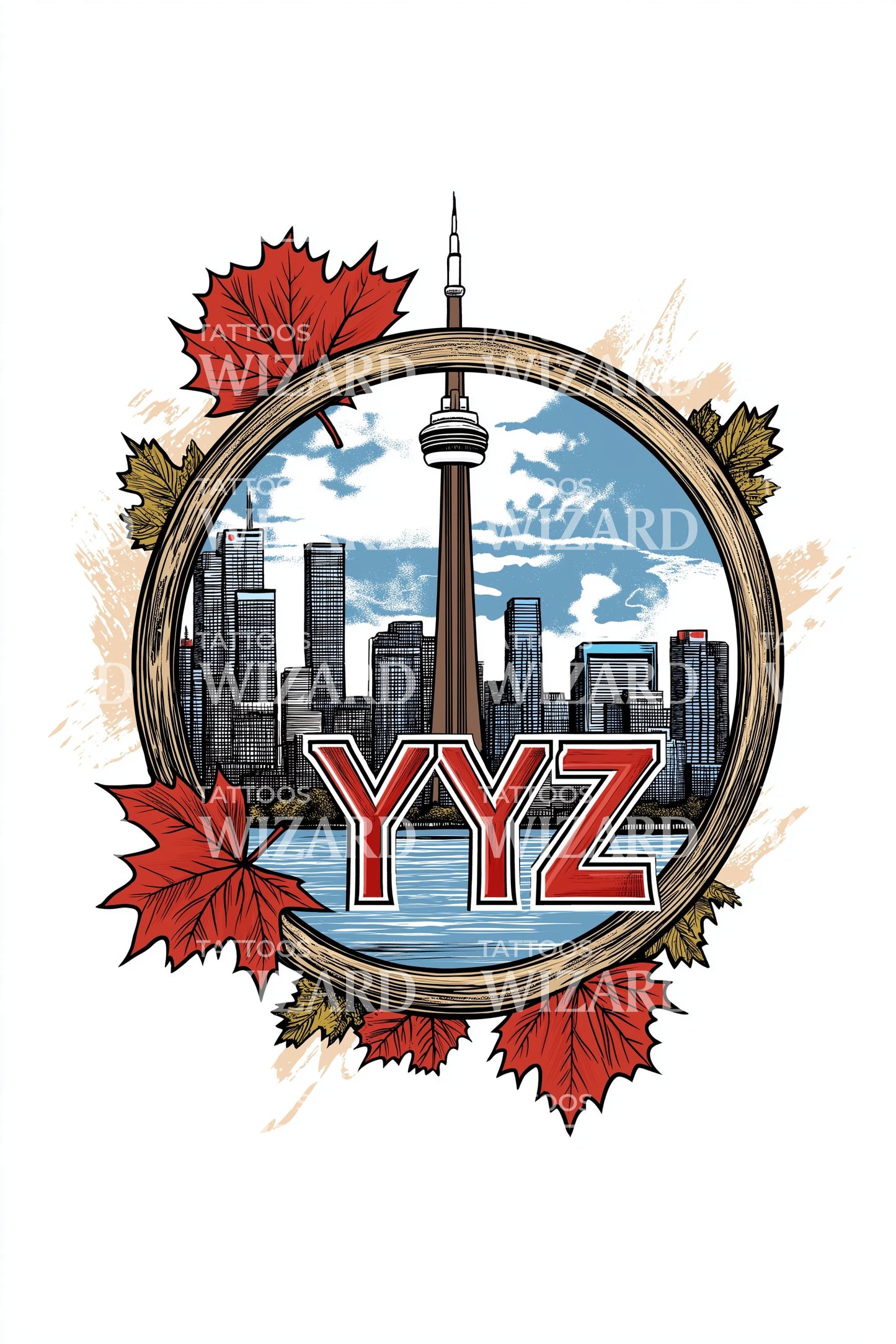 Toronto City Emblem YYZ Tattoo Illustration