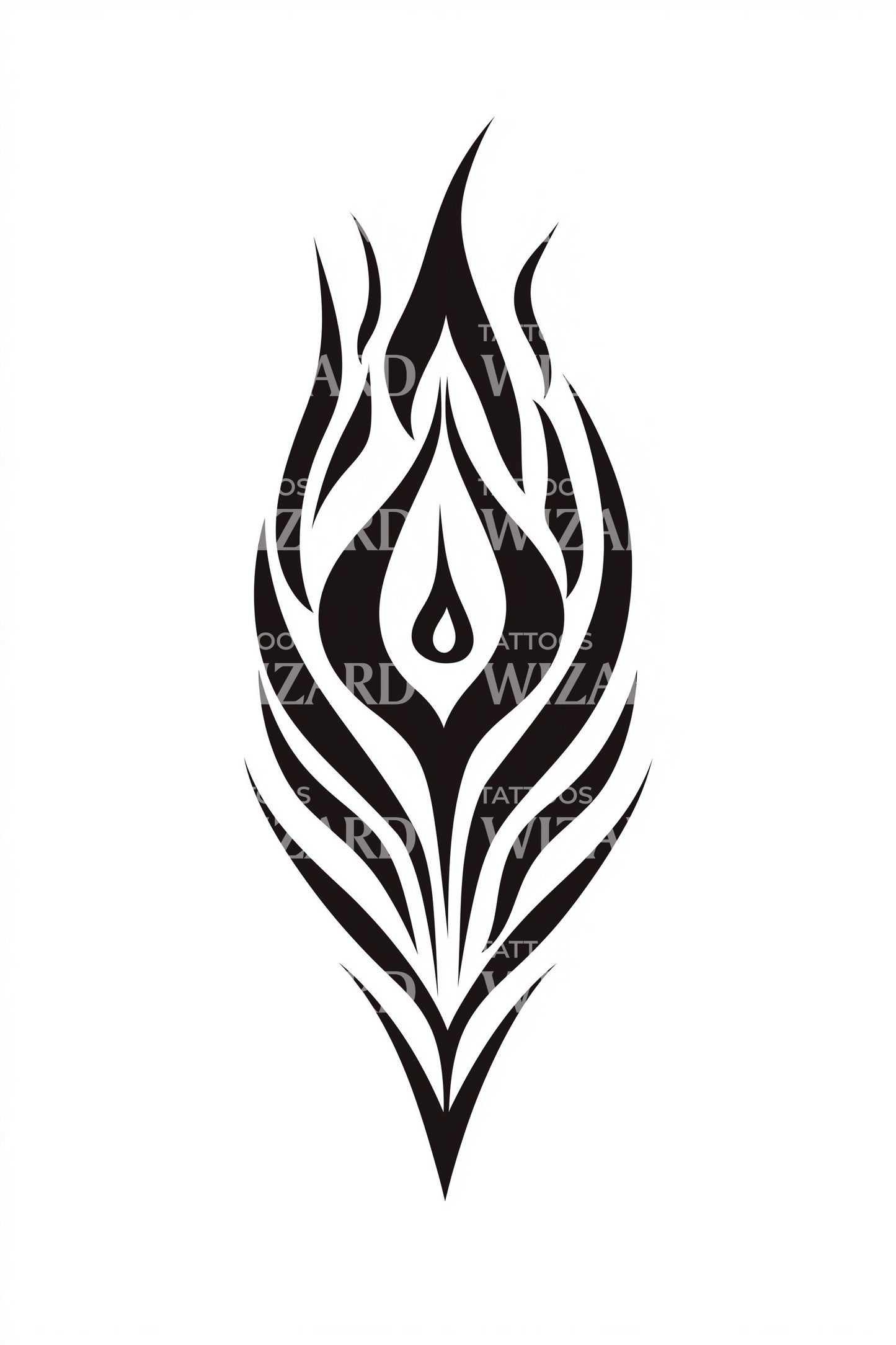 Totemic Flame Drop Tattoo Illustration
