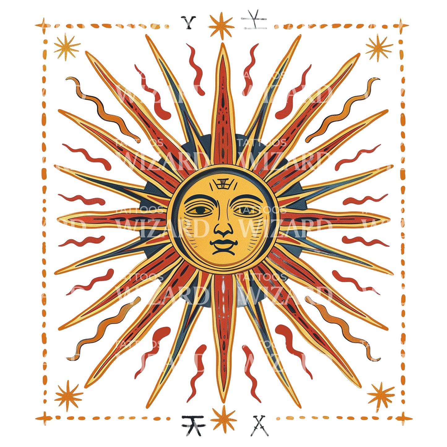 Traditional Warm Sun Tattoo Idea