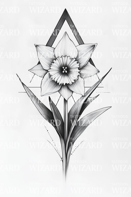 Design del tatuaggio Narciso incorniciato Triade