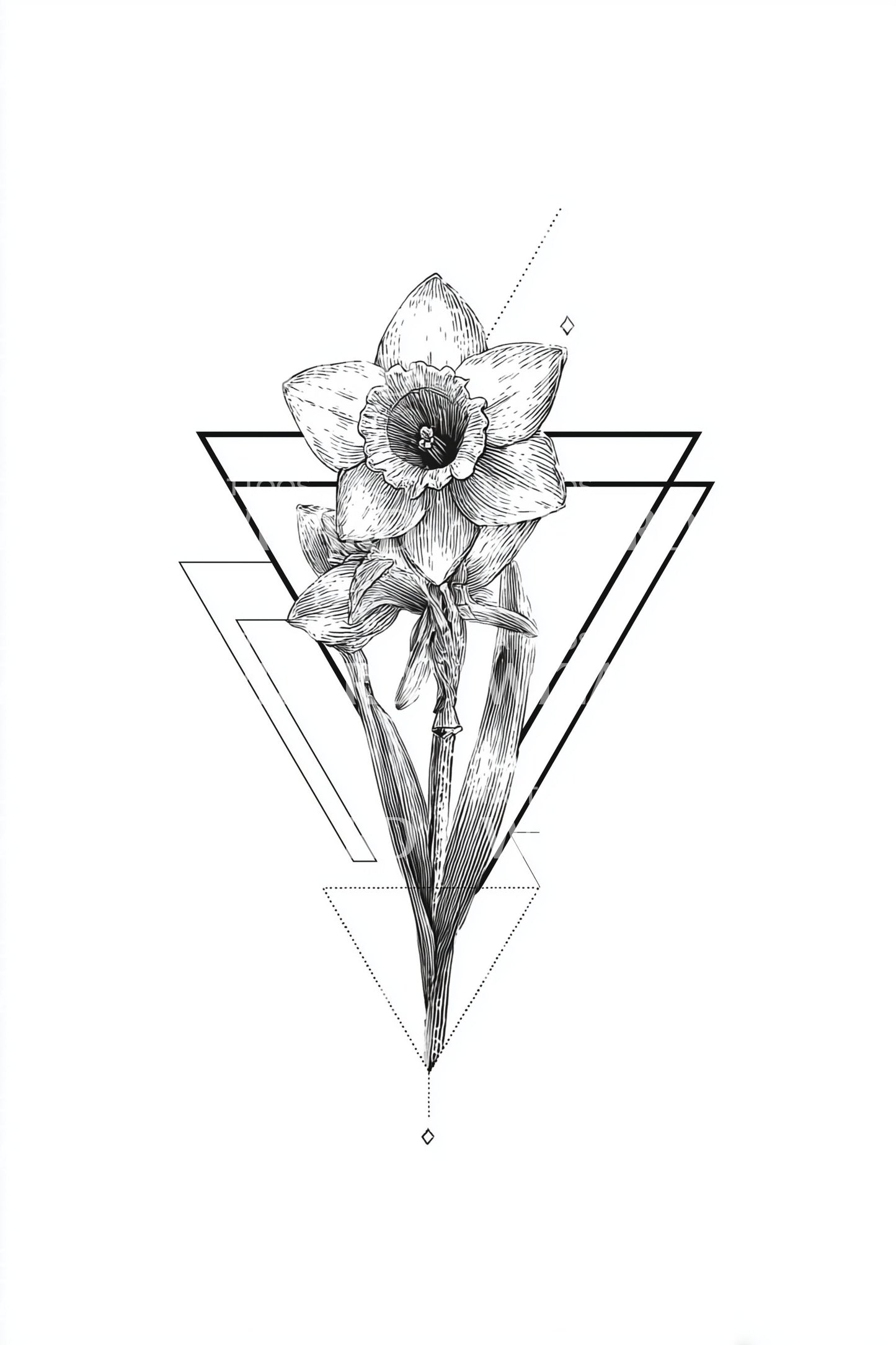 Idea tatuaggio narciso a filo triangolare