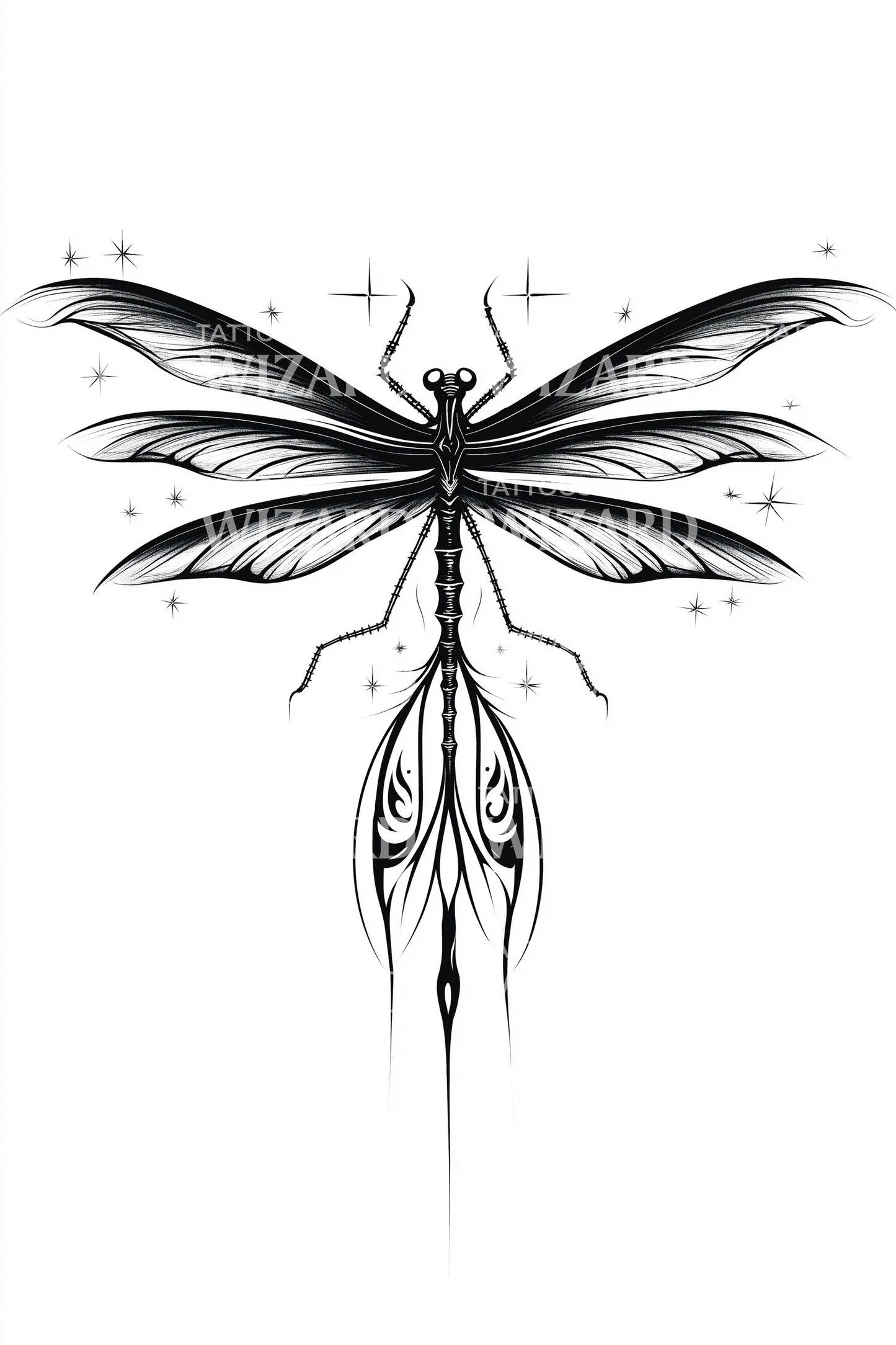 Tribal Filigree Dragonfly Tattoo Idea