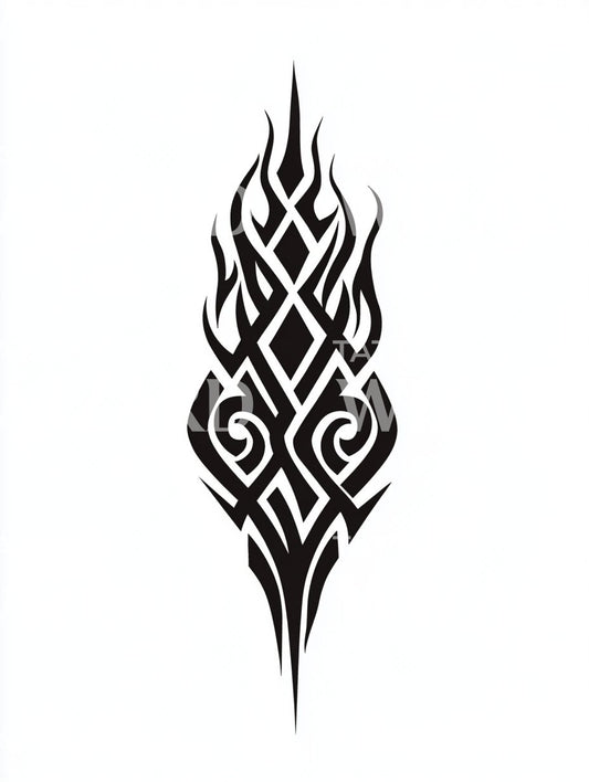 Desenho de Tatuagem com Símbolo de Padrão Tribal de Chama