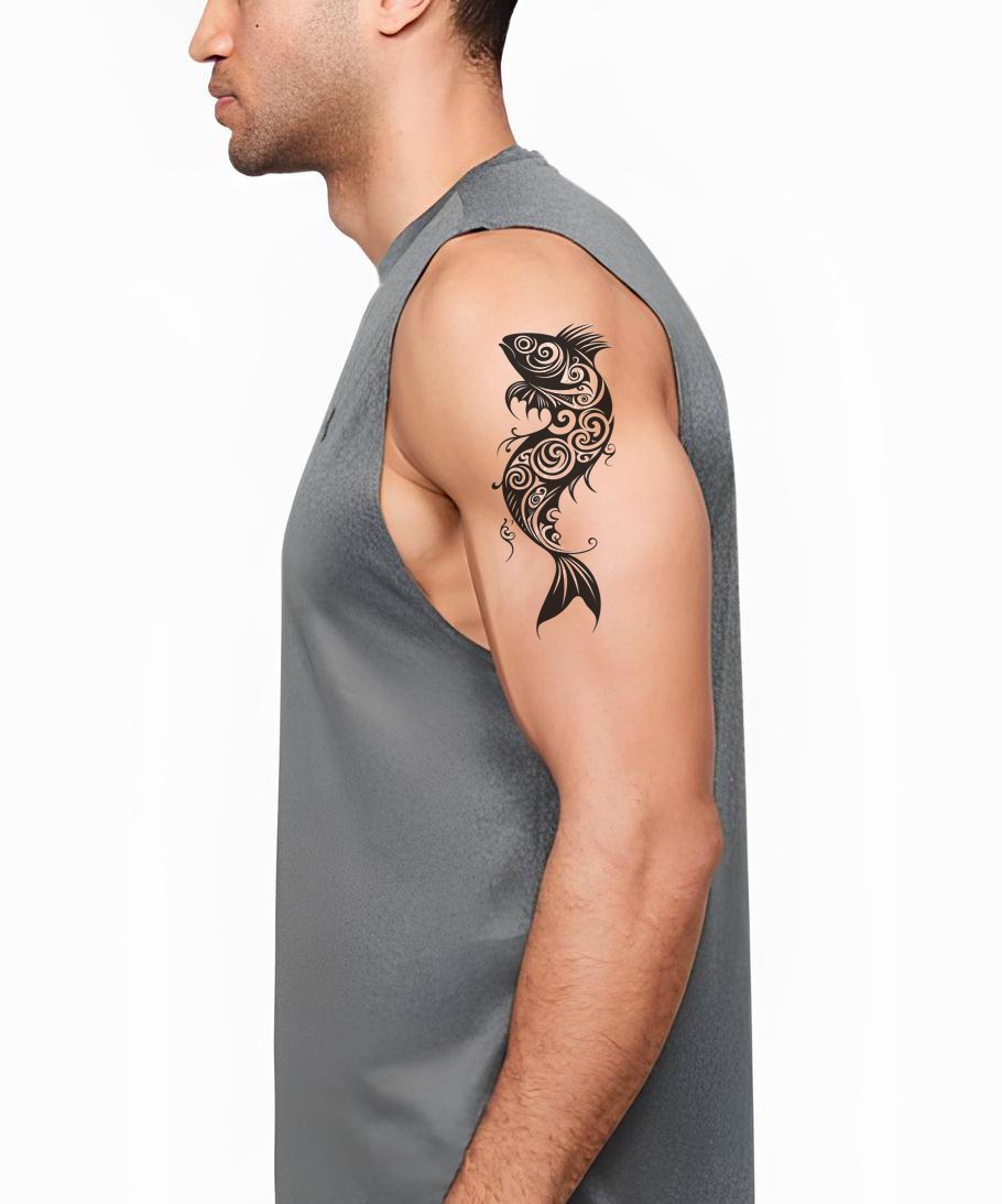 Tribal Koi Swirls Tattoo Design