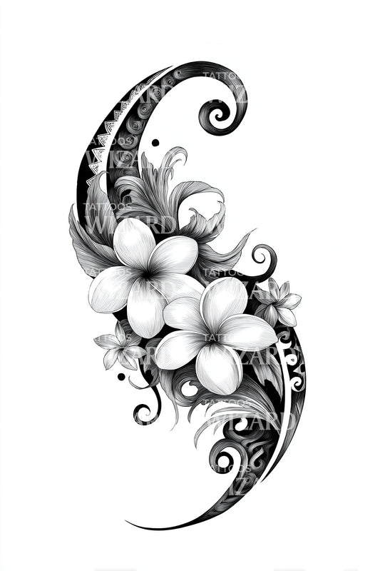 部落风格鸡蛋花佩斯利纹身插图