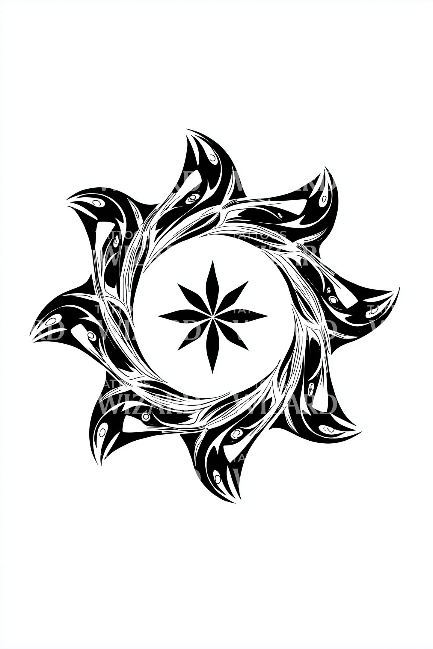 部落太阳花环纹身设计