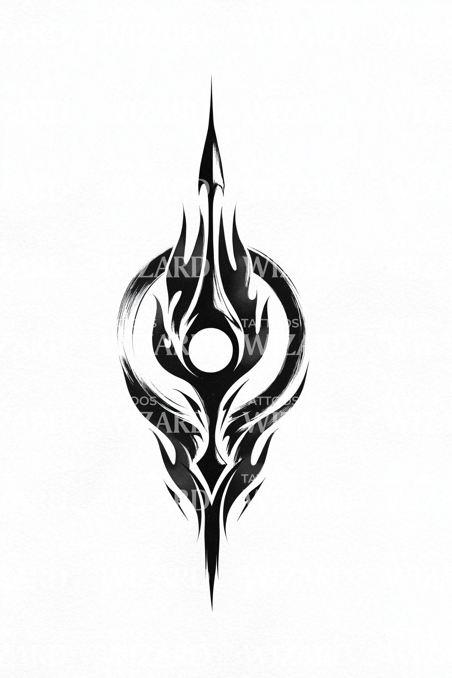 Tribal Spearhead Sigil Tattoo Design