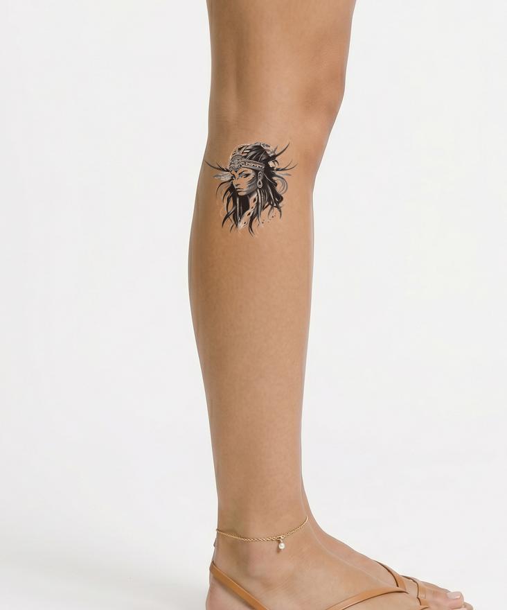 Tribal Woman Face Tattoo Design