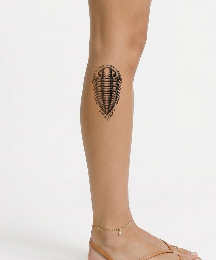 Trilobite Fossil Blackwork Tattoo Design