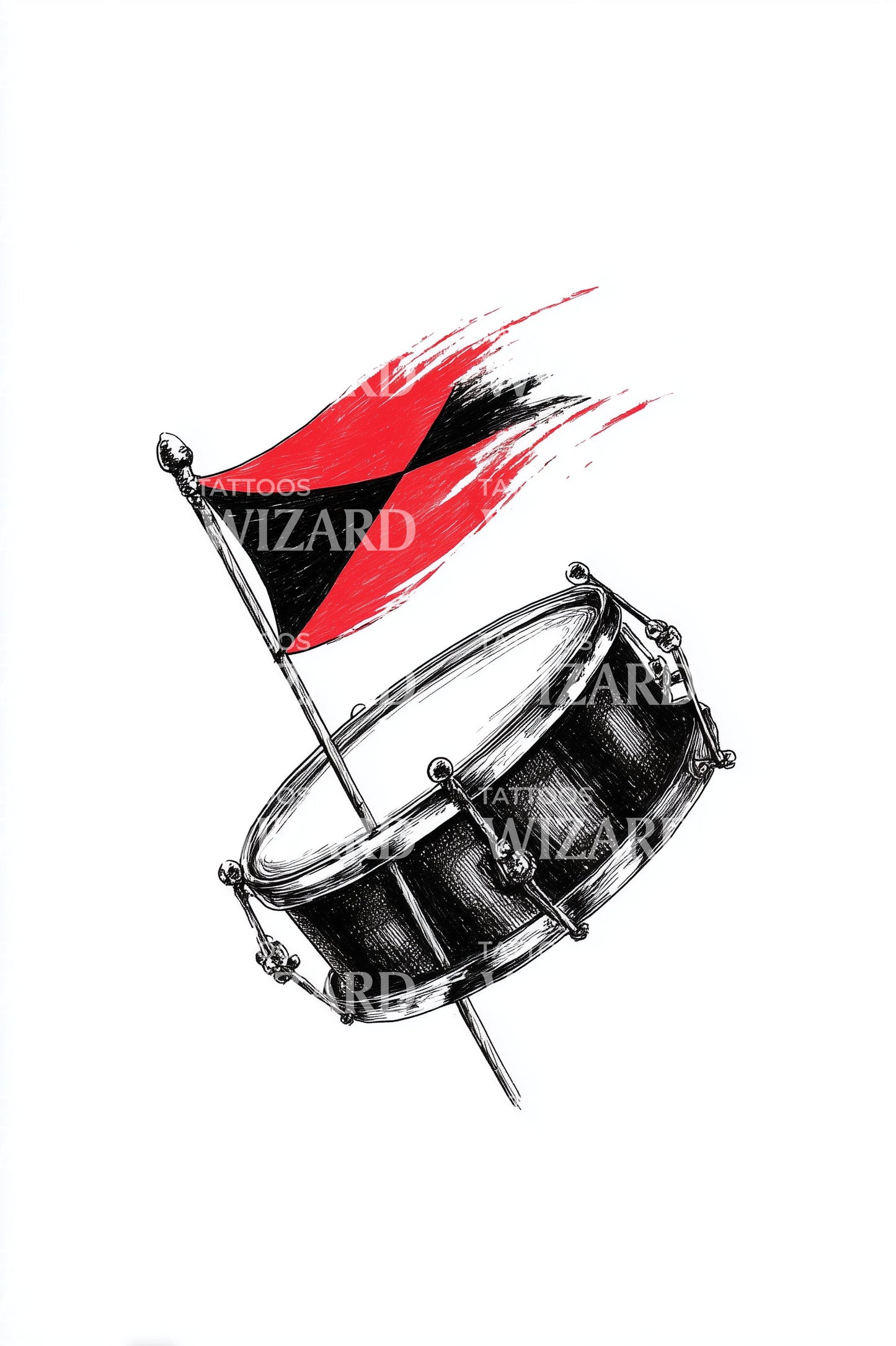 Design de Tatuagem de Bandeira de Tambor do Carnaval de Trinidad