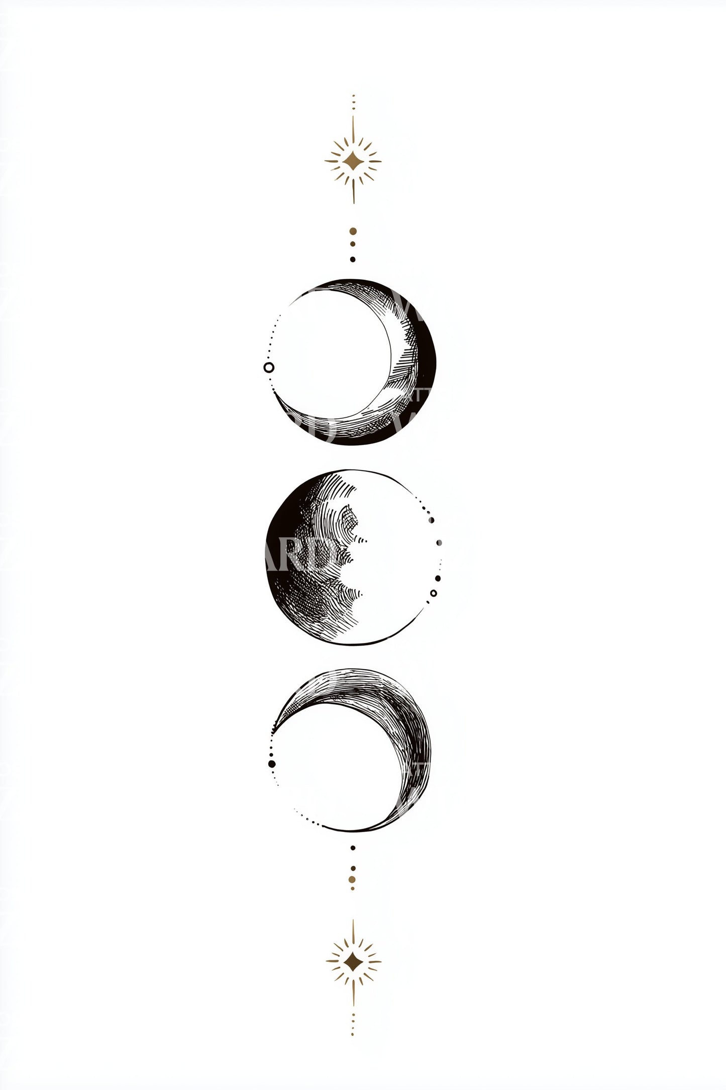 Triple Moon Phases Tattoo Design