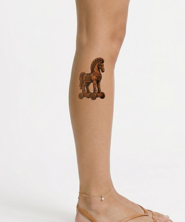 Horse of Troy on Wheels Tattoo Design