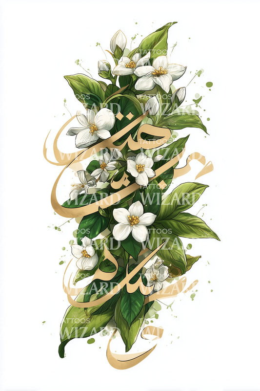 Ilustrasi Tato Percikan Melati Tropis