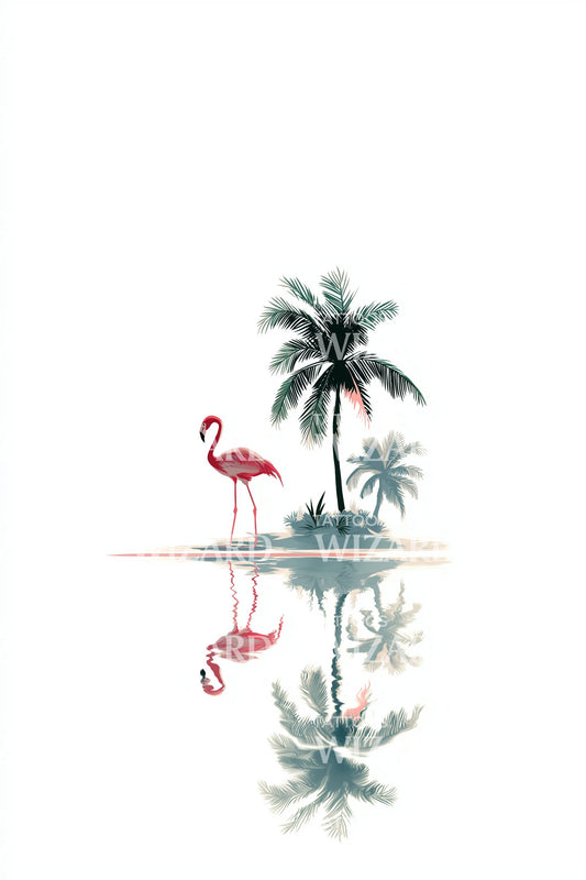 Tropical Palm Mirror Tattoo Design