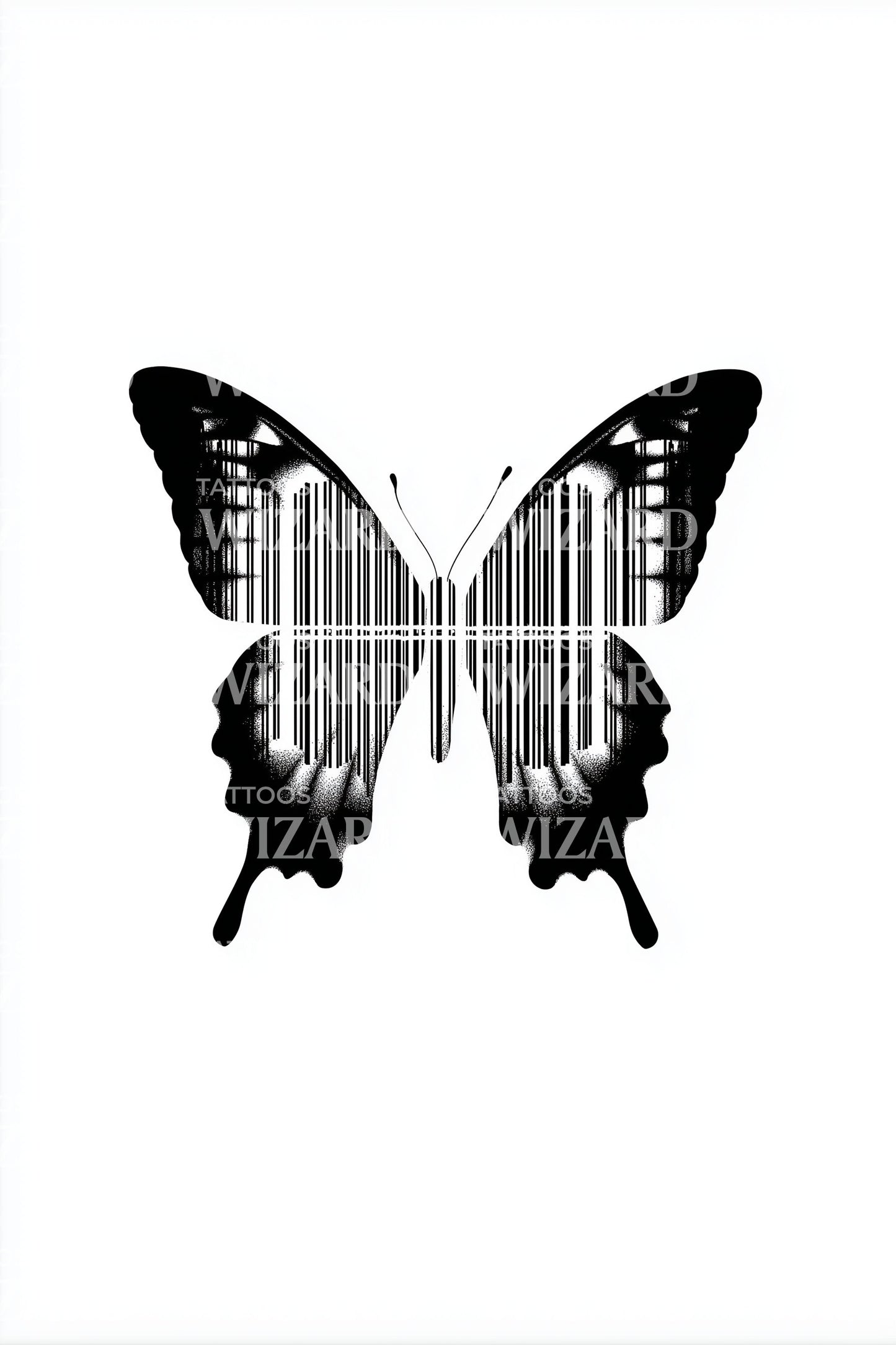 Twin Barcode Butterflies Tattoo Design