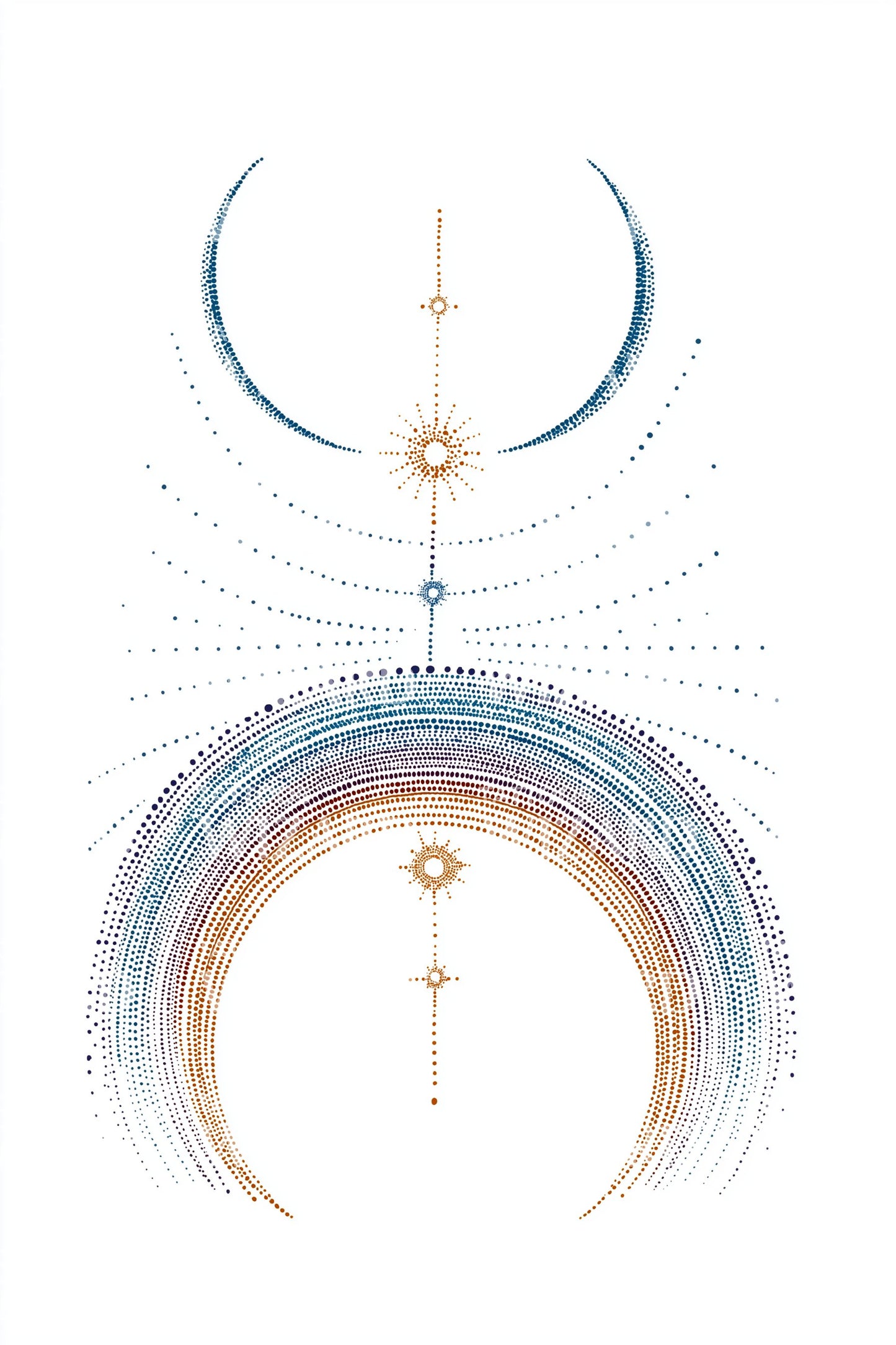 Twin Crescents Rainbow Sigil Tattoo Illustration