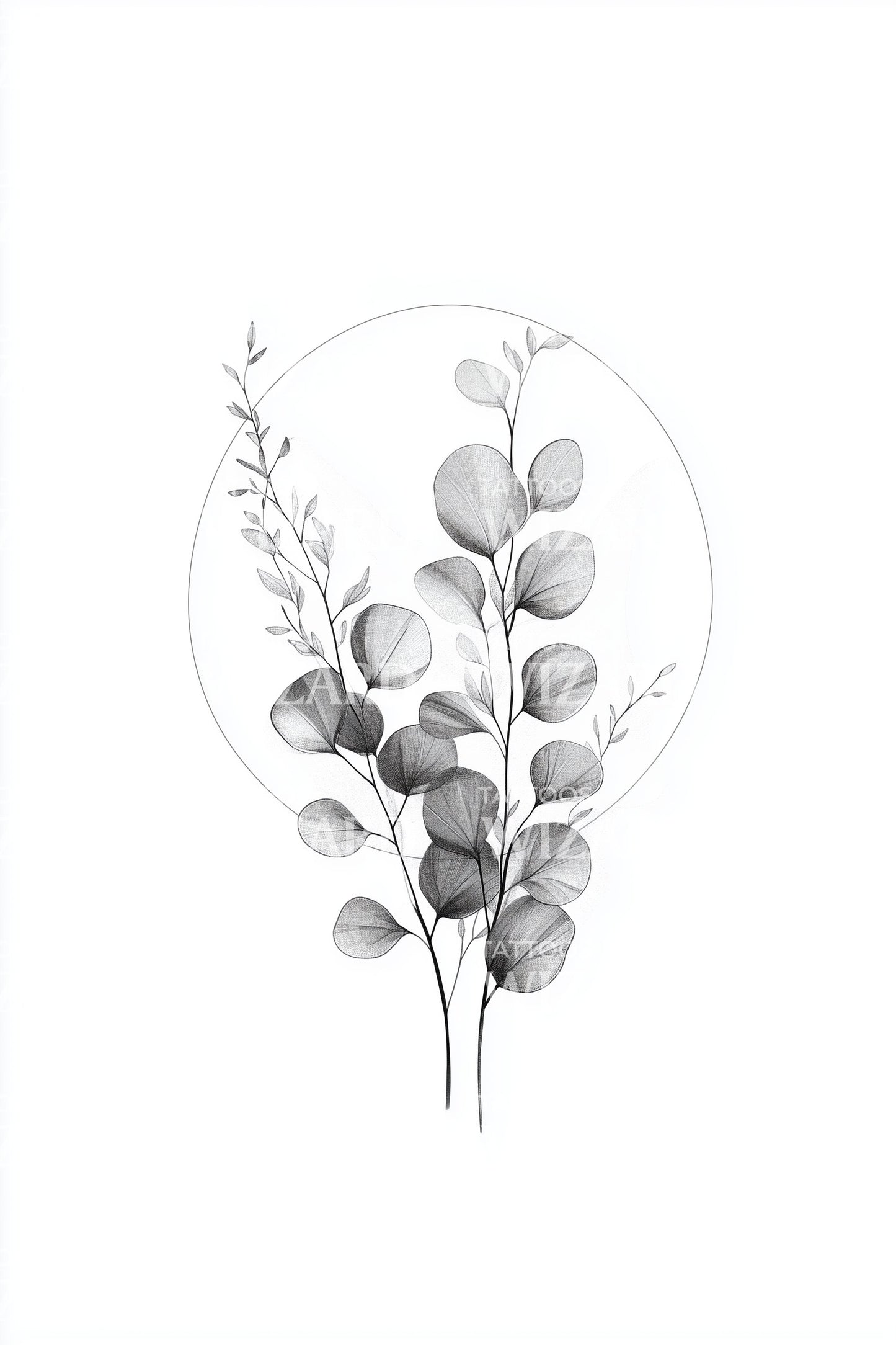 Twin Eucalyptus Stems Tattoo Design