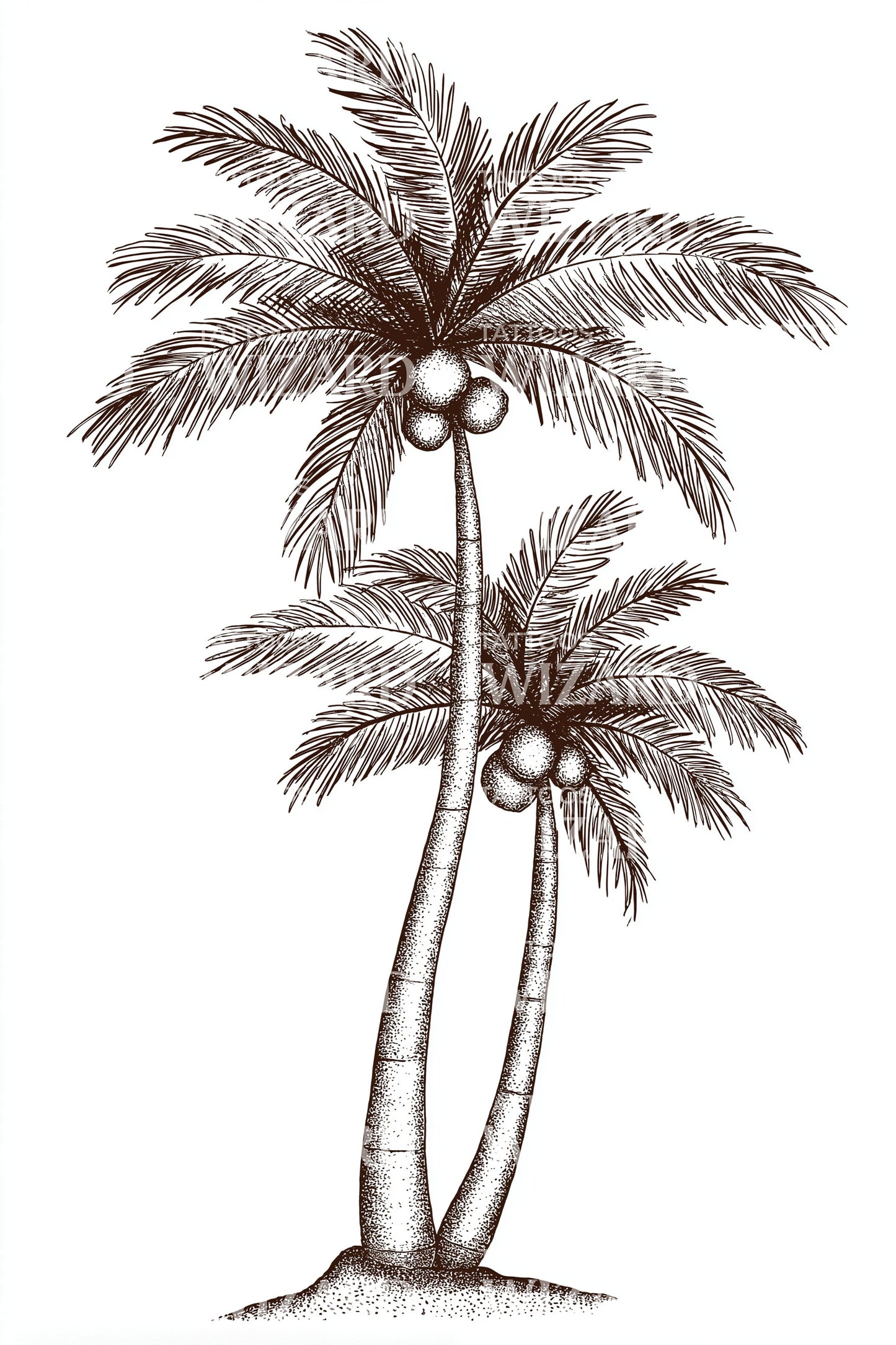 Twin Palms Breeze Tattoo Design