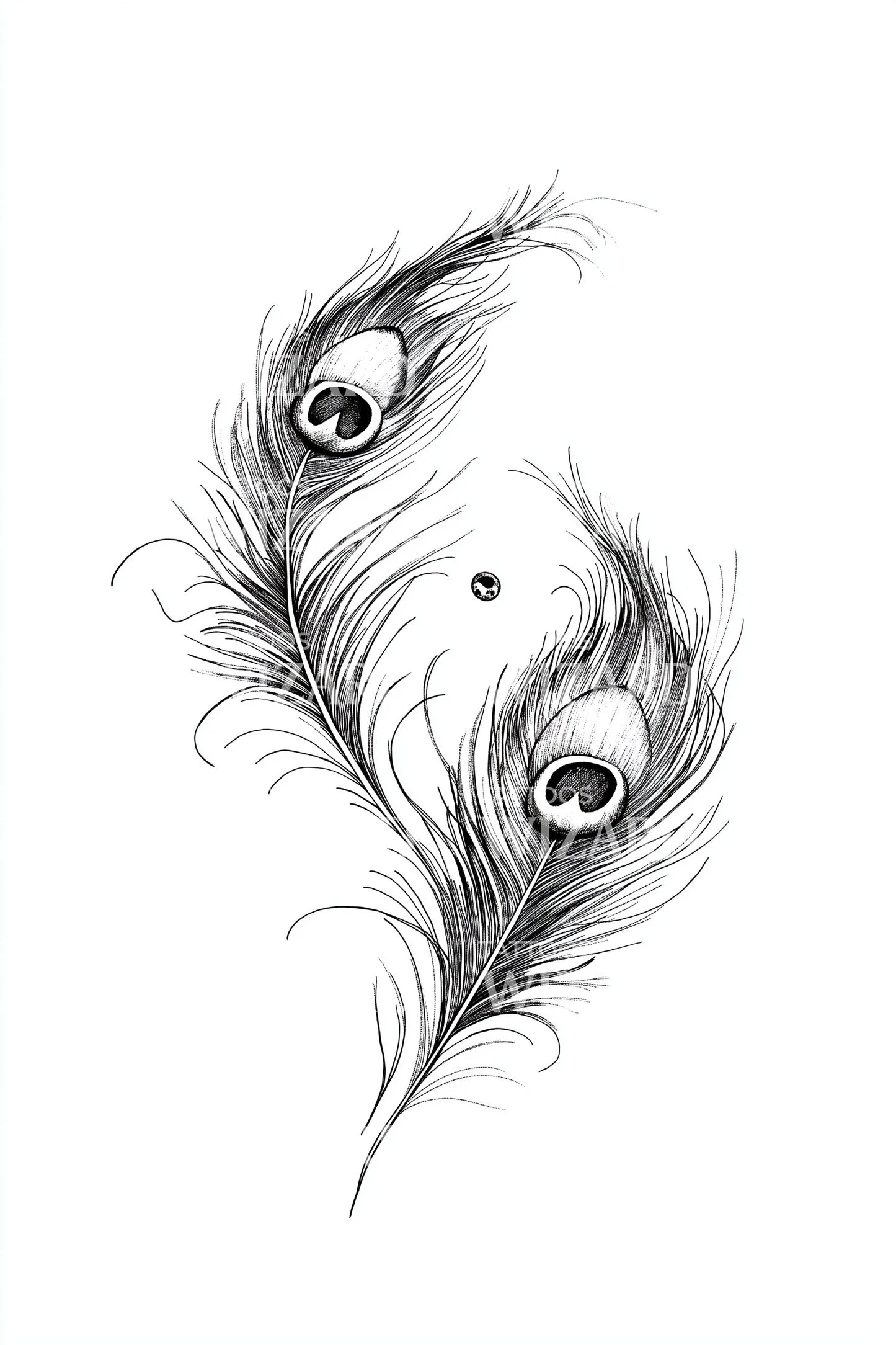 Zwillings-Pfauenfeder-Tattoo-Design