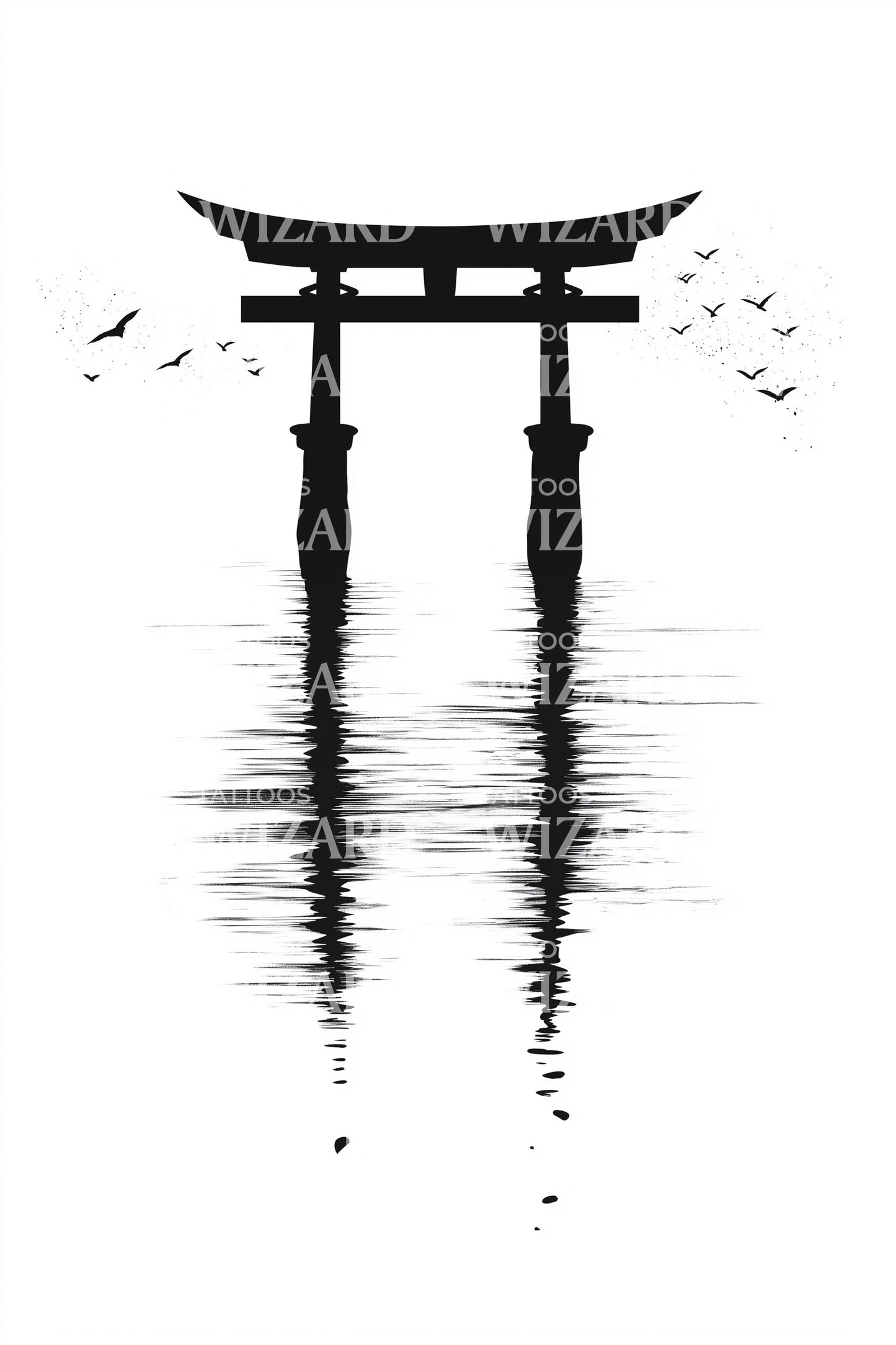 Twin Torii Reflections Tattoo Design