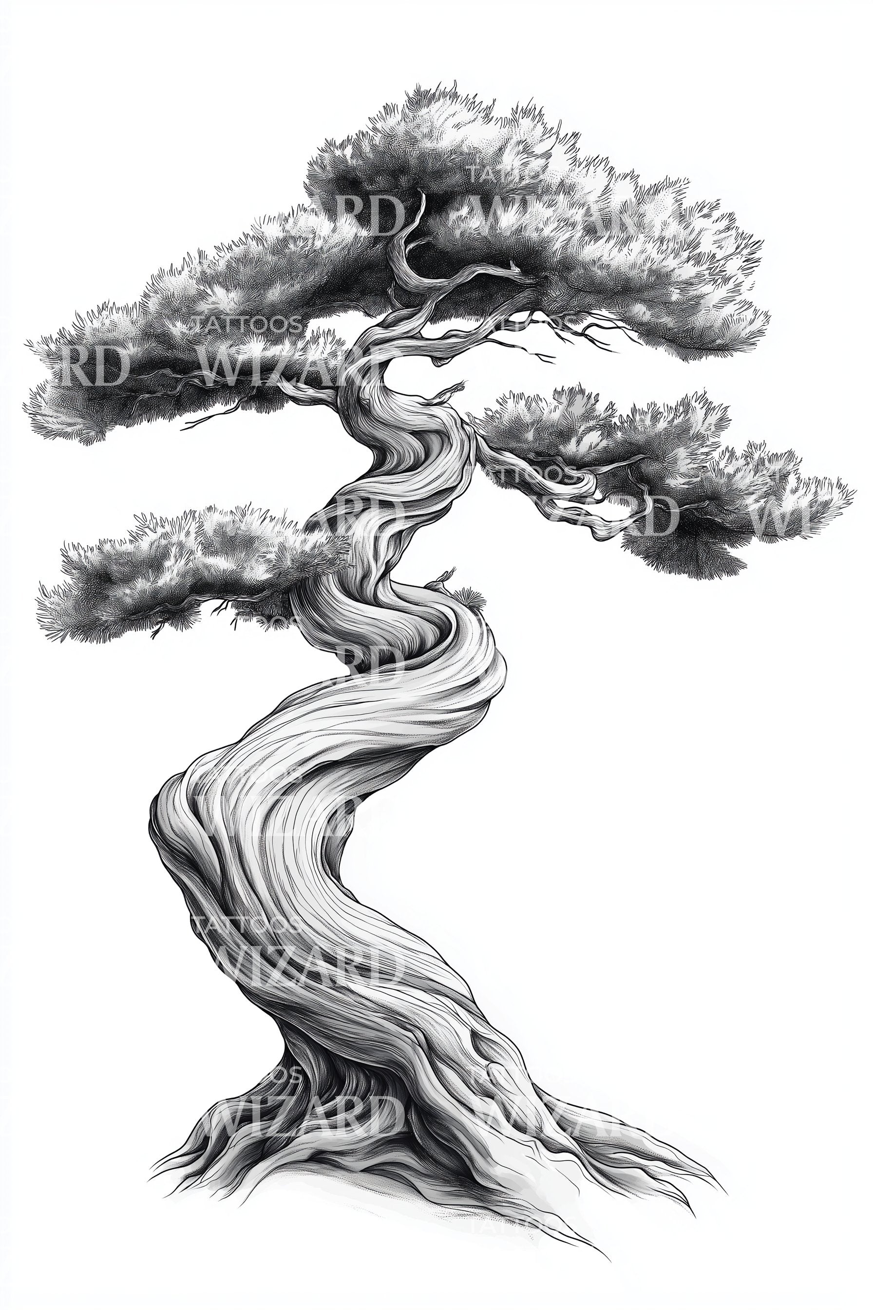 design bonsai tree Twisted Bonsai Tree Tattoo Design