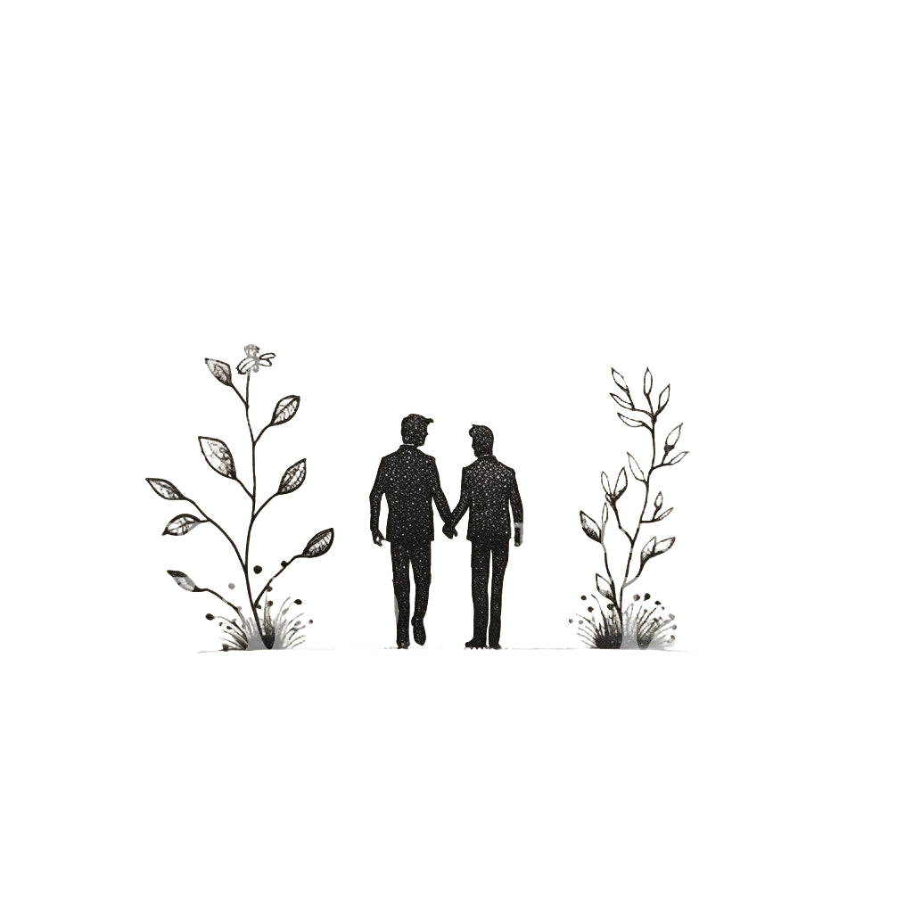 Two Men Holding Hands Mini Tattoo Design