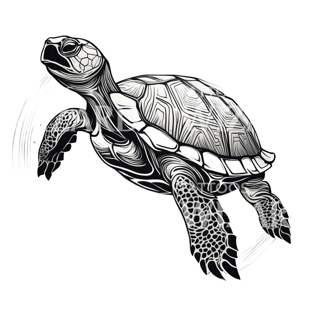 Turtle Walking Tattoo Design