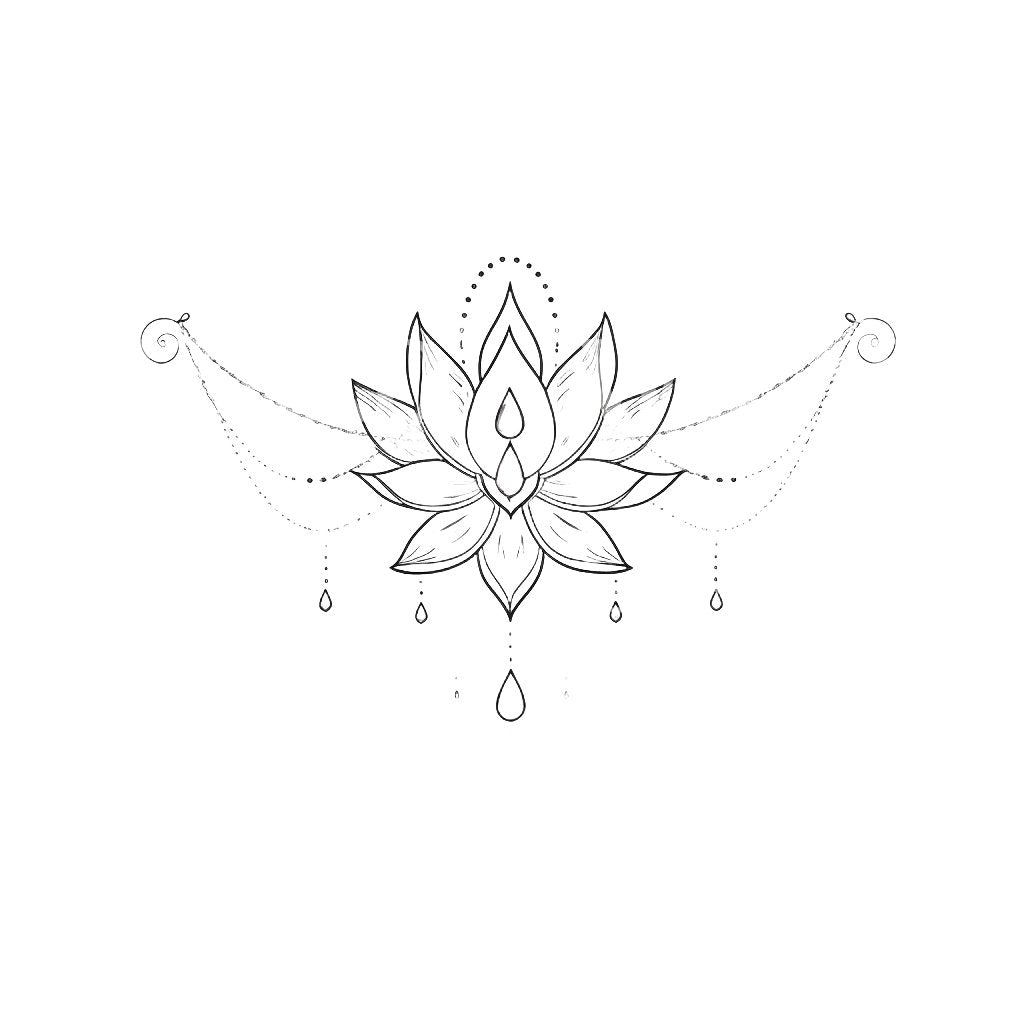 Ornamental Fineline Lotus Tattoo Design