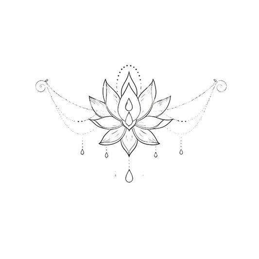 Ornamental Fineline Lotus Tattoo Design