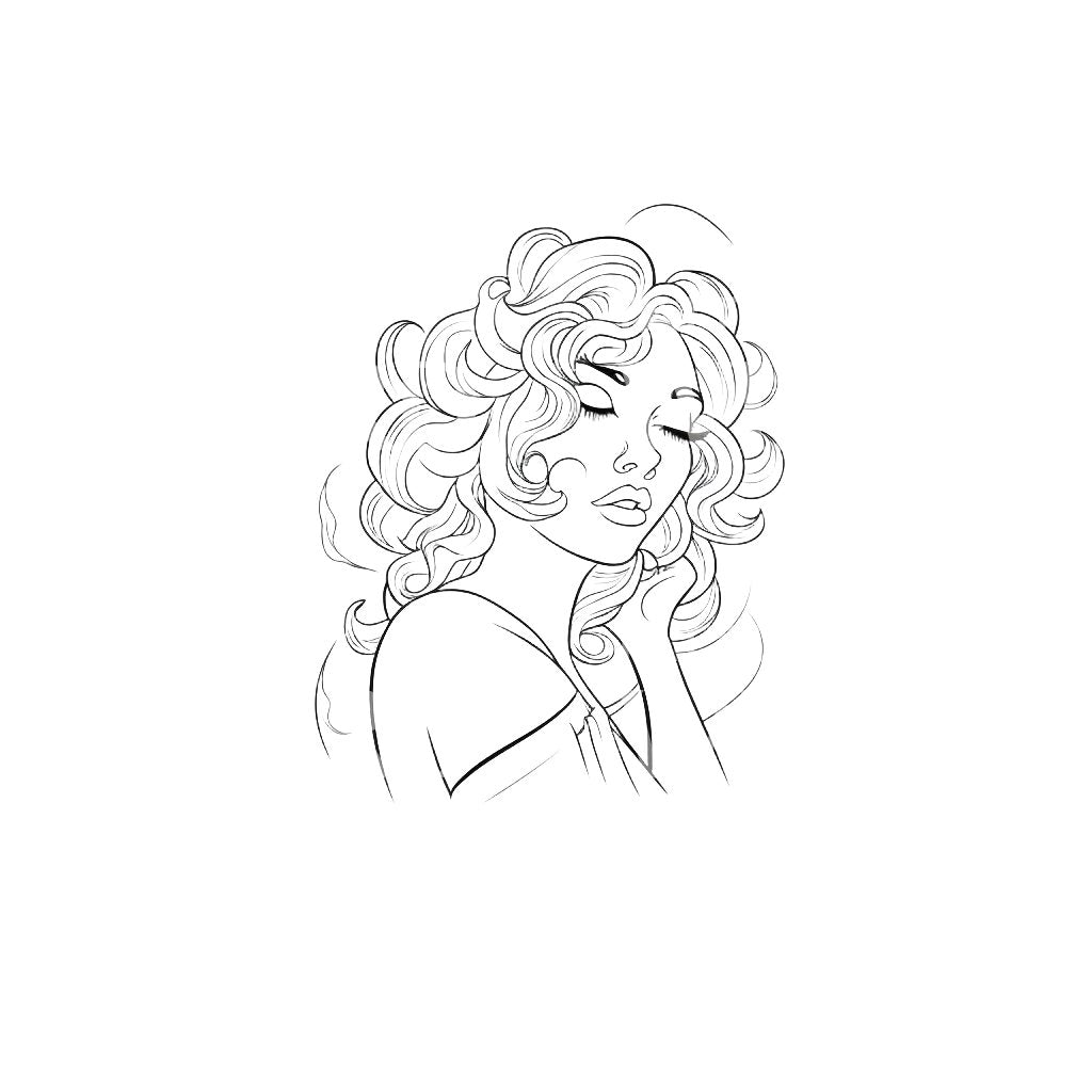 Fine Line Woman Portrait Tattoo Design