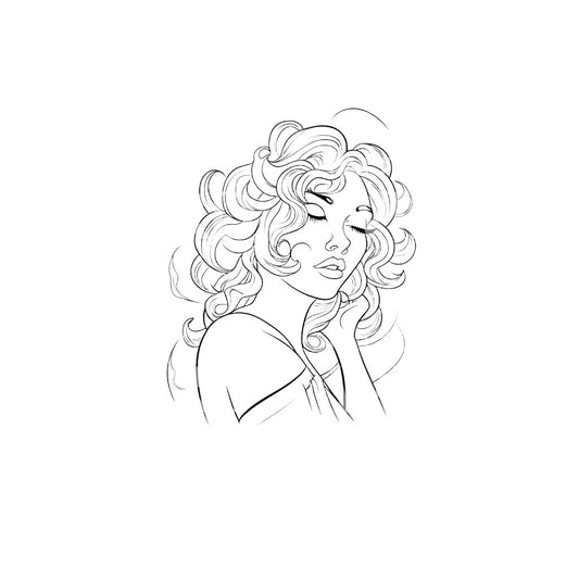 Fine Line Woman Portrait Tattoo Design