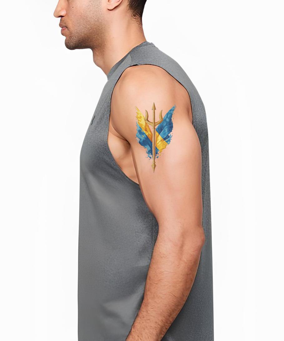 Desenho de Tatuagem Aquarela Tridente da Ucrânia