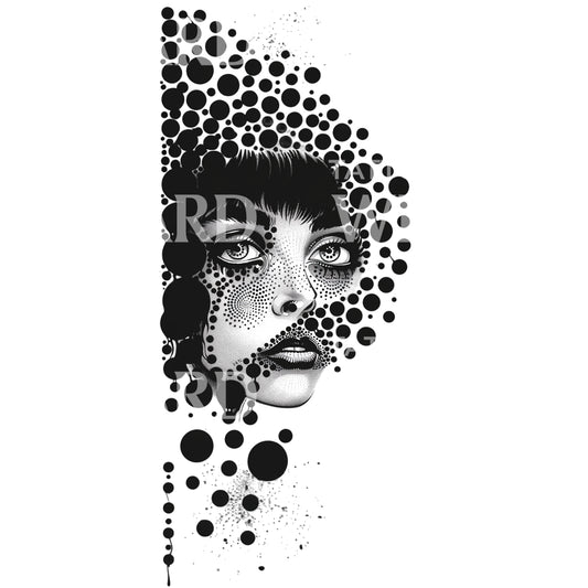 Creative Dot Portrait Tattoo Design