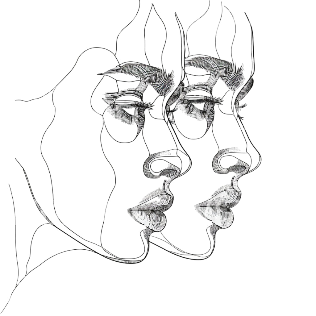 Duplicate Artistic Fineline Woman Tattoo Design