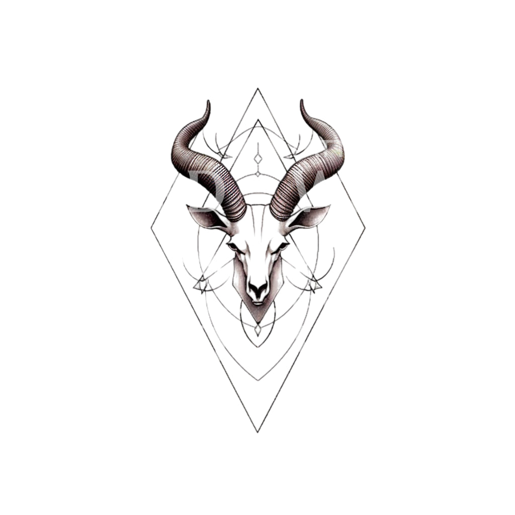 Geometric Aries Goat Tattoo Design