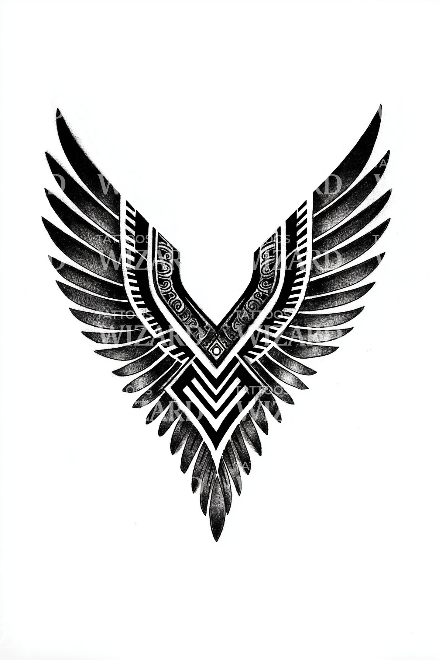 V Shaped Angular Wing Emblem Tattoo Idea