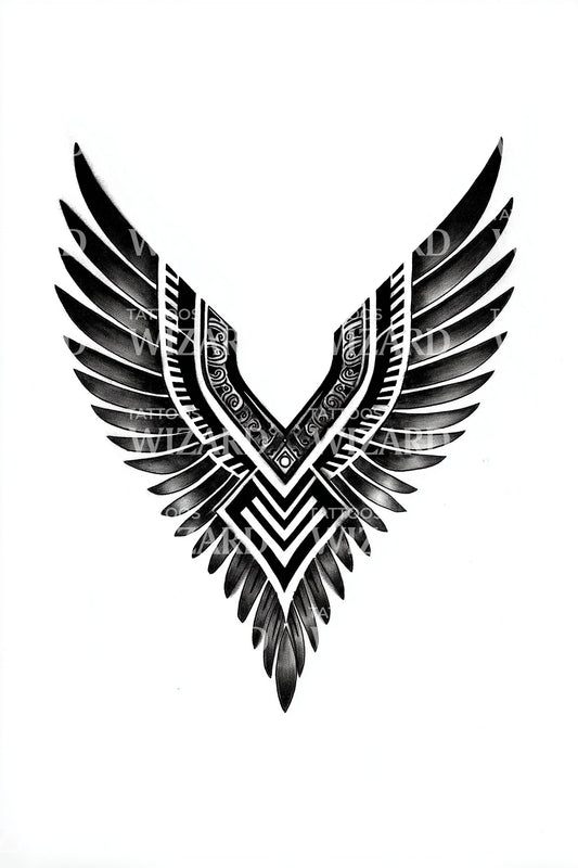 V Shaped Angular Wing Emblem Tattoo Idea