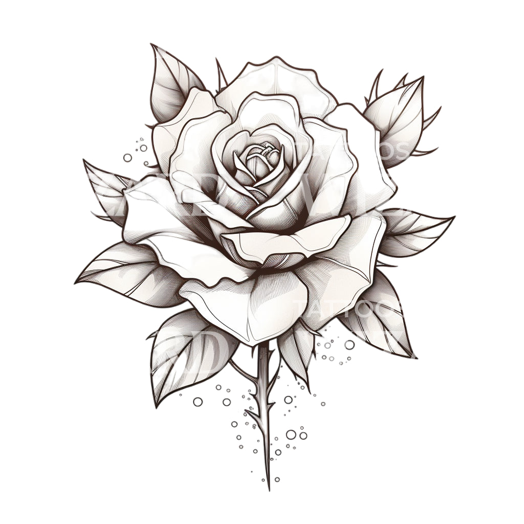 Black and Grey Rose Tattoo Design