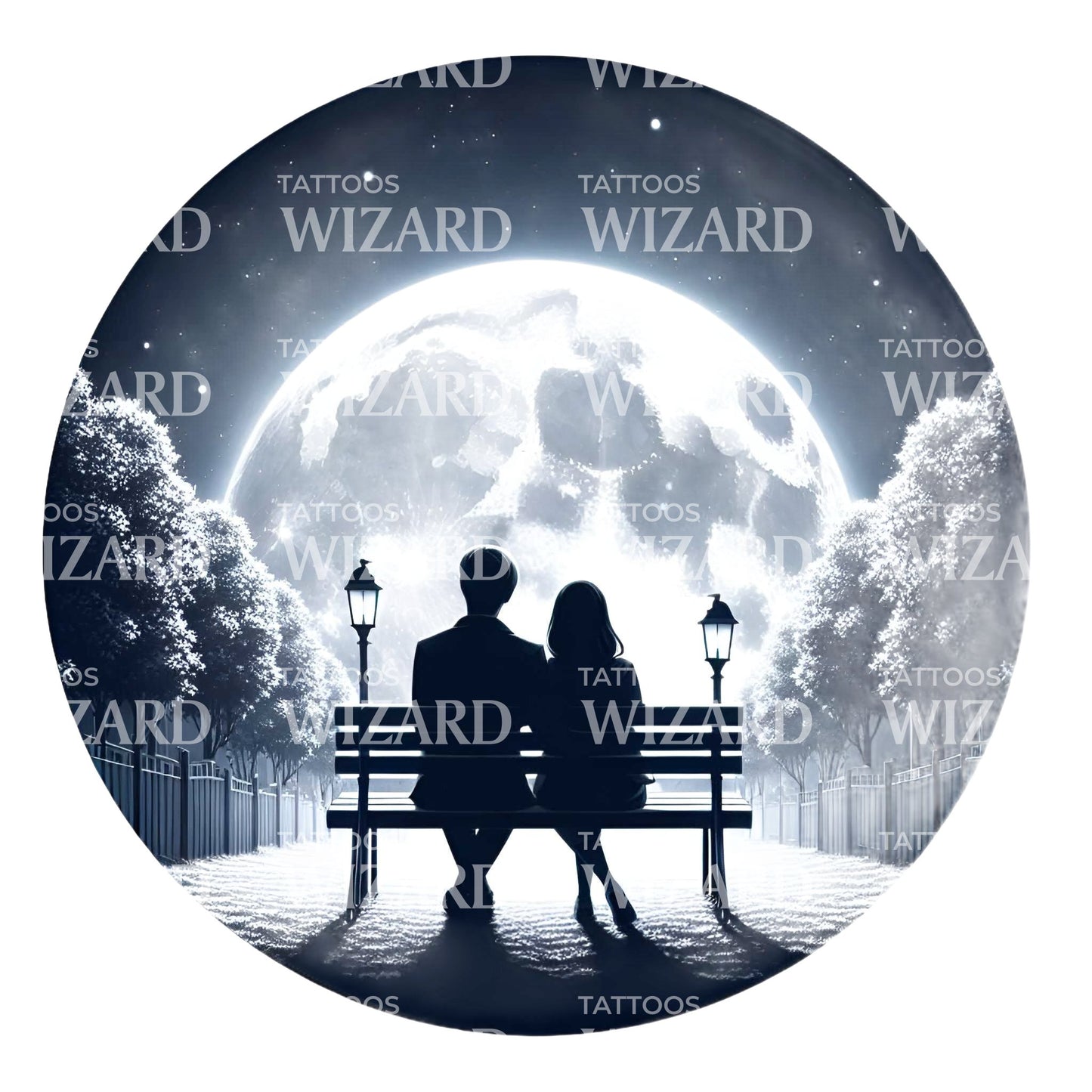Met Under The Moon Tattoo Design