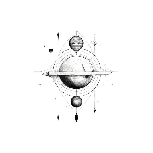 Astronomy Composition Dotwork Tattoo Design