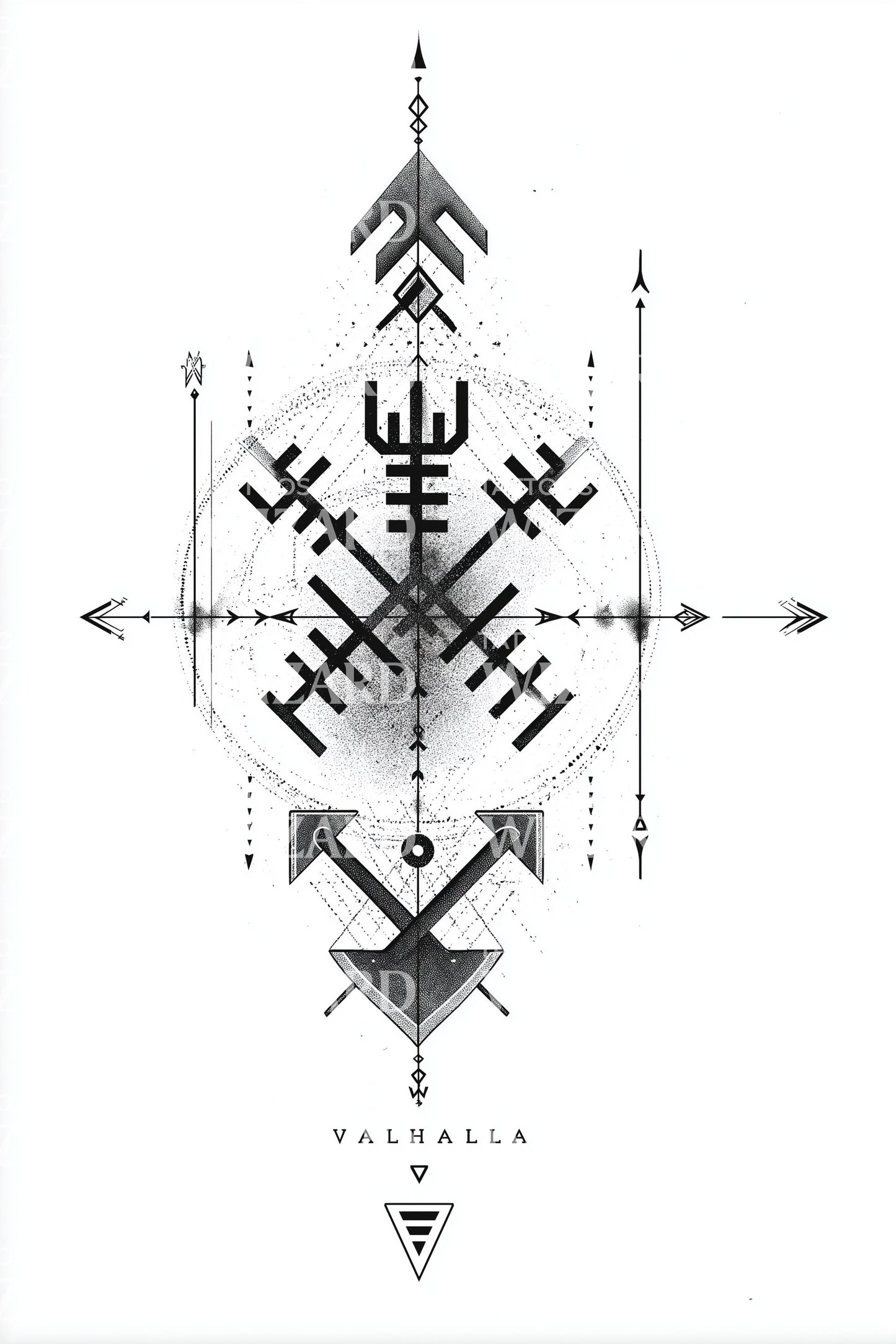 Valhalla Norse Sigil Tattoo Design