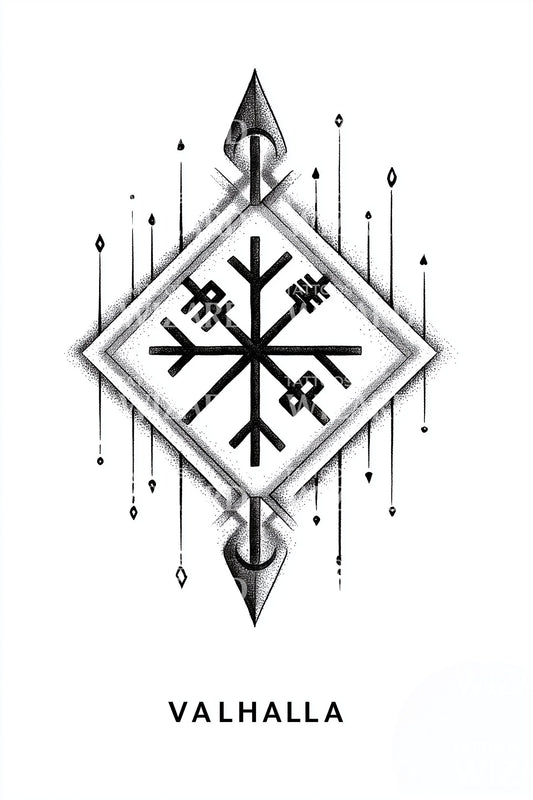 Valhalla Viking Rune Tattoo Design