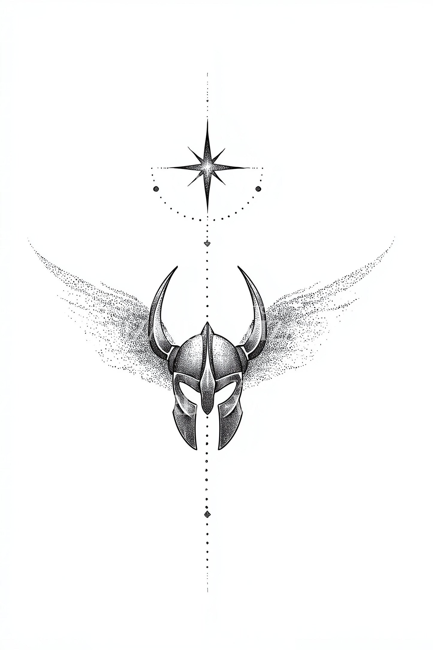 Design tatuaggio elmo alato valchiria