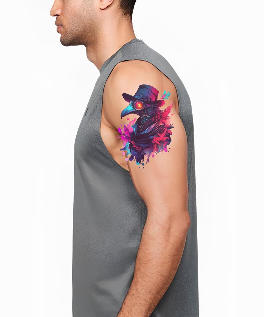 Vaporwave Arzt Porträt Tattoo Design