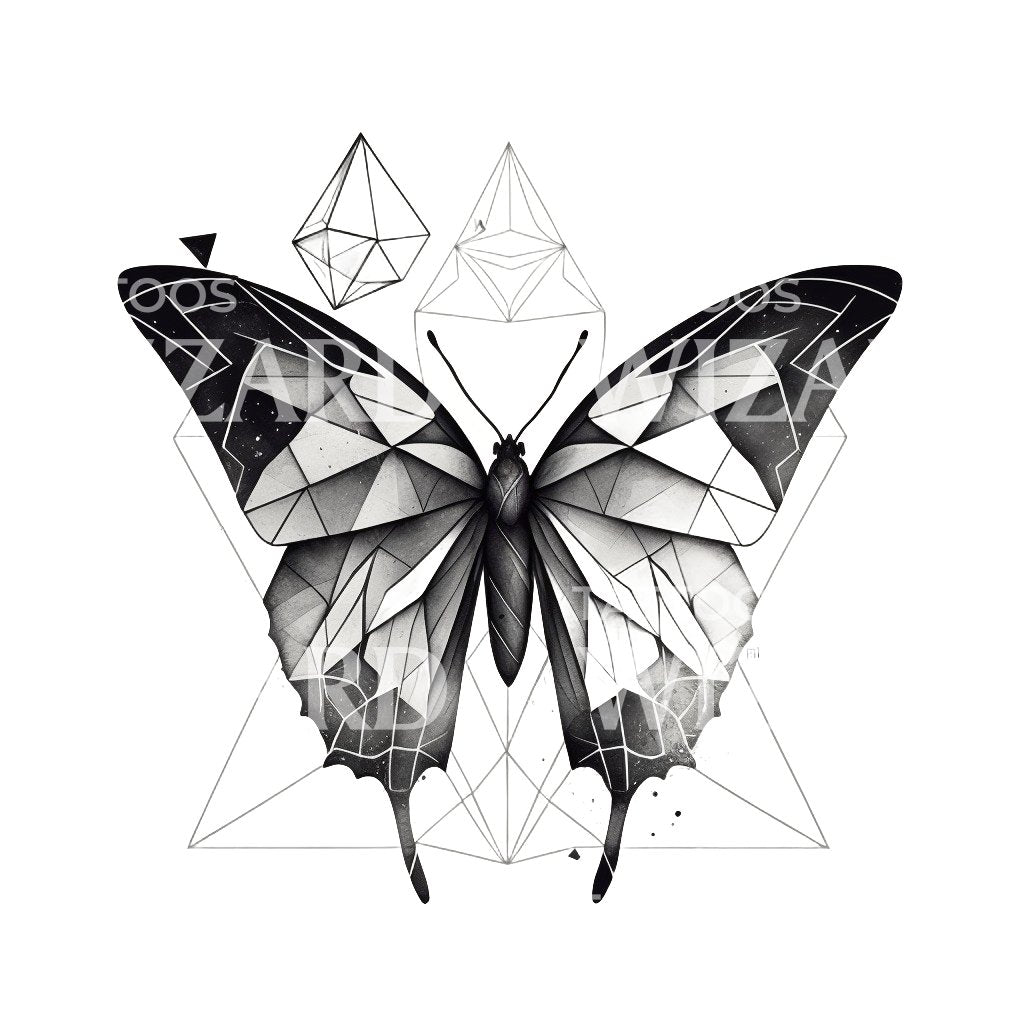 Geometric Butterfly Tattoo Design