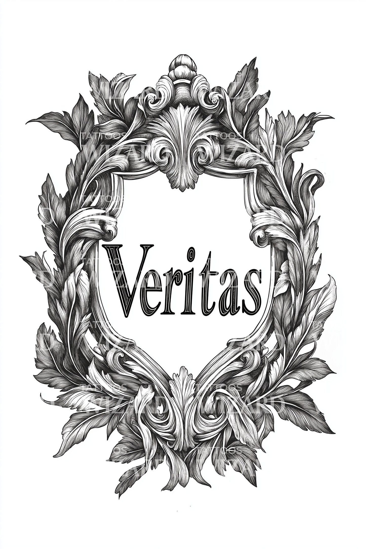 Veritas Laurel Emblem Tattoo Design