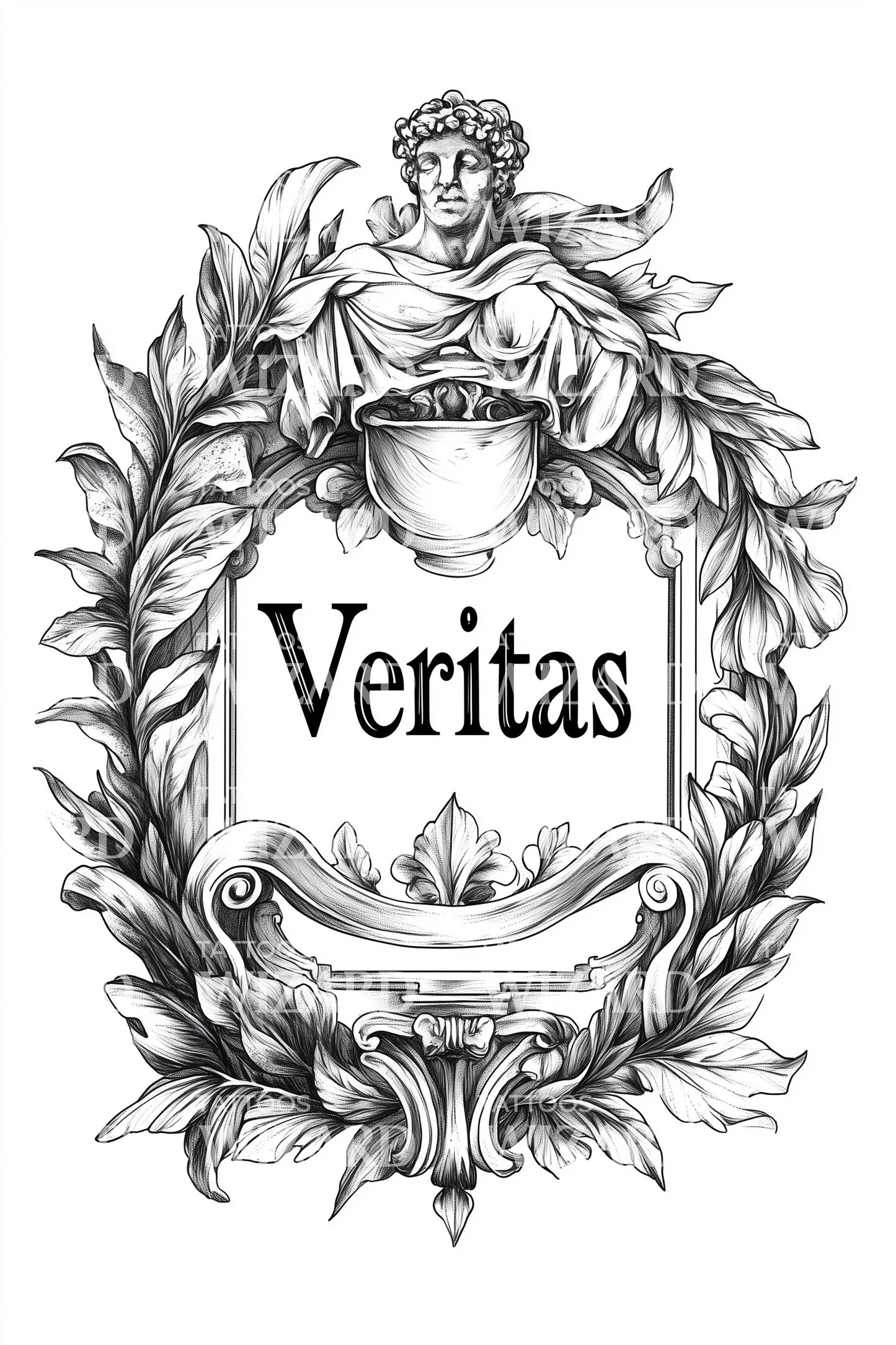 Veritas Ornate Crest Tattoo Idea