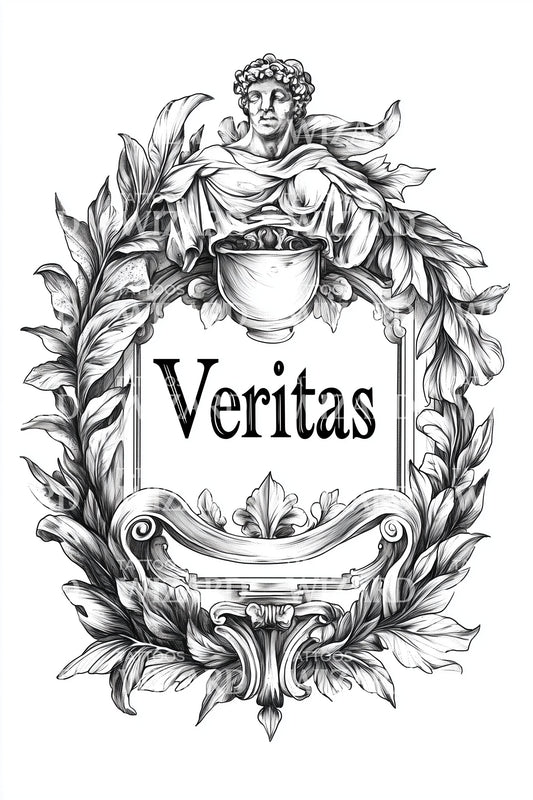 Veritas Ornate Crest Tattoo Idea