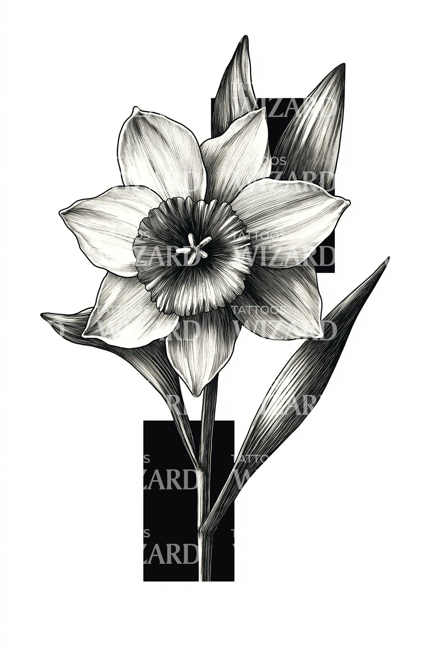 Vertikales Blüten-Silhouetten-Tattoo-Design